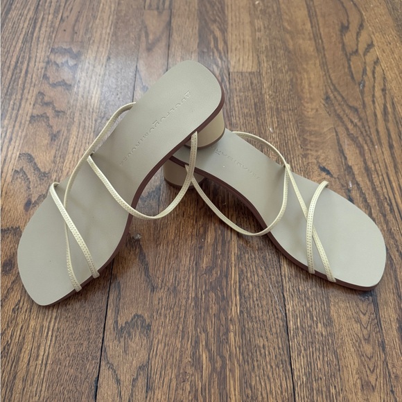 Adolfo Dominguez Cream Minimalist Sandals - Picture 1 of 6